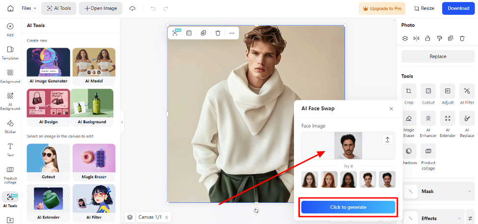 insMind Free Online AI Face Swap Tool – Swap Faces to Become Anyone You Like