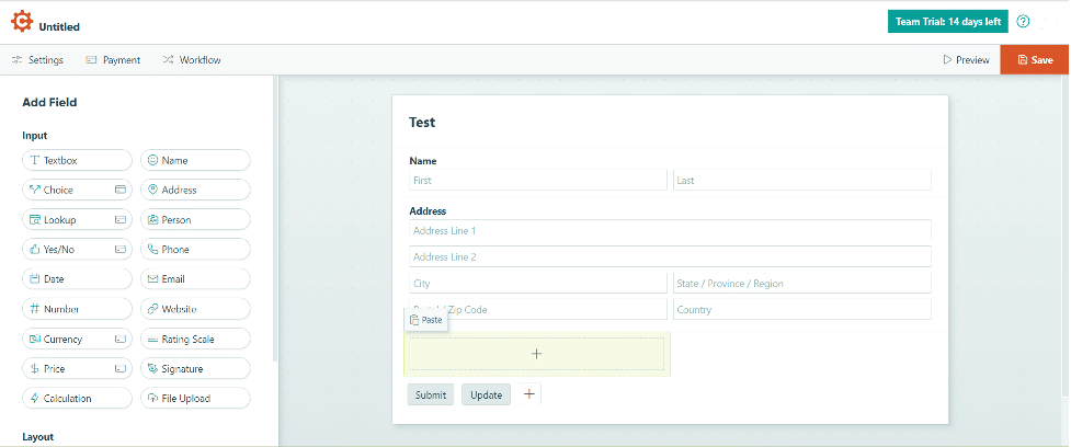 Cognito Forms builder interface