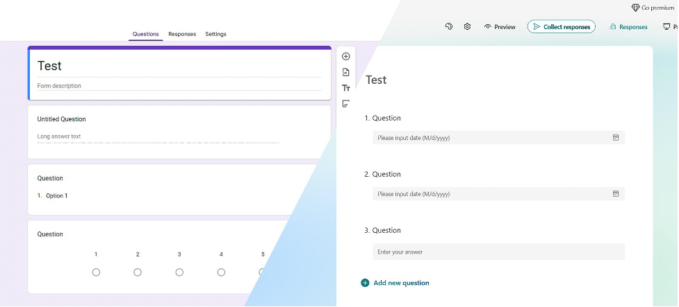 Google and Microsoft Form interface