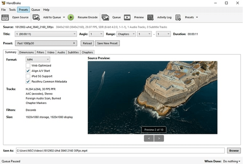 4k to 1080p converter handbrake