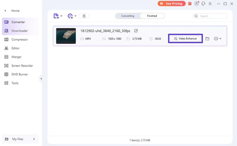 try video enhancer of uniconverter