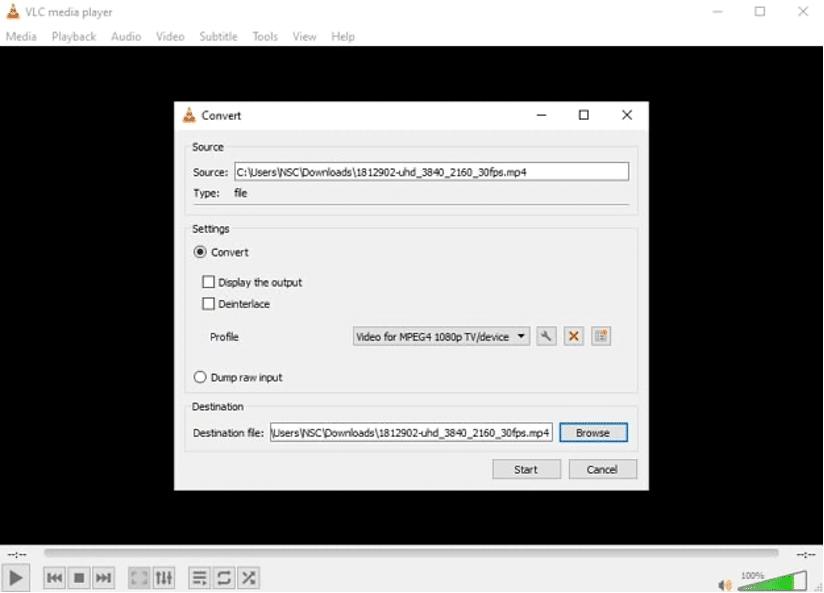 4k to 1080p converter vlc