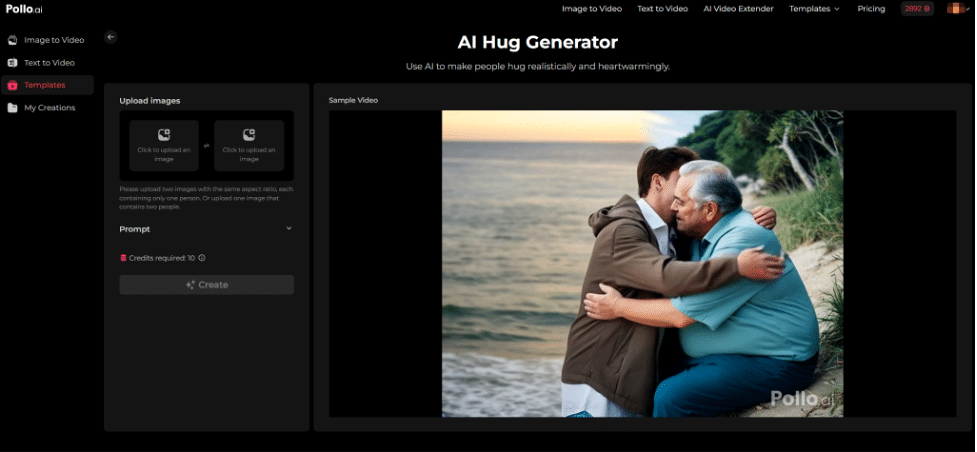 How To Create AI Hug Videos Online Free With Pollo AI
