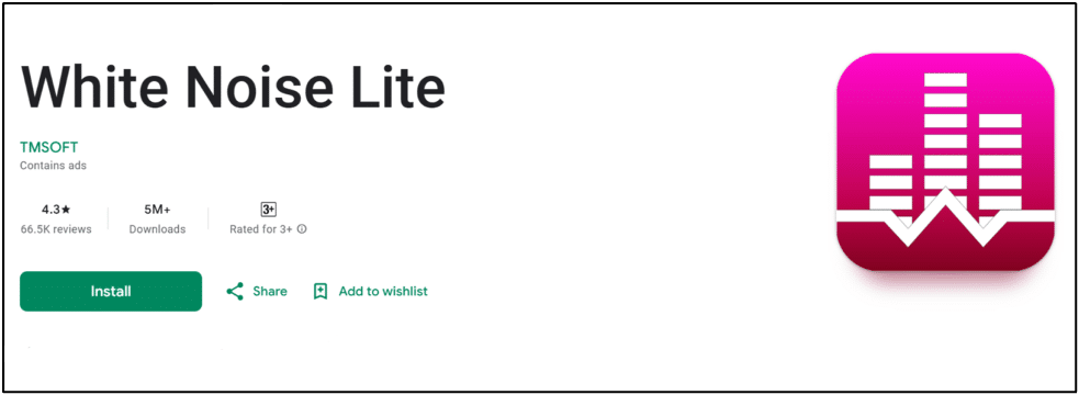 White Noise Lite app on Play Store.