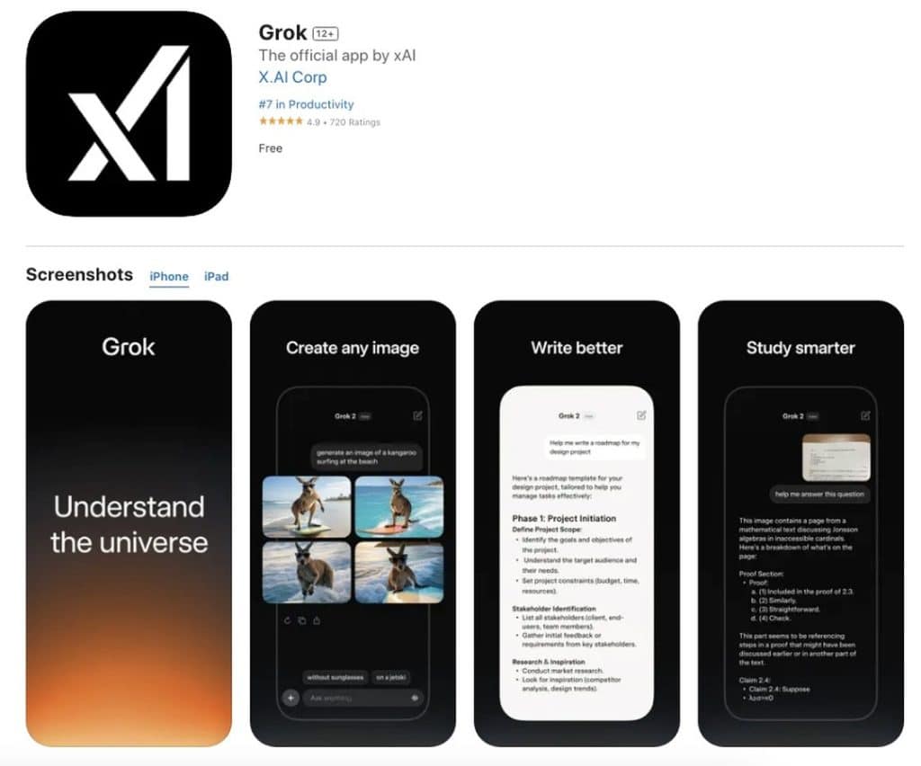 xAI iPhone App Store listing