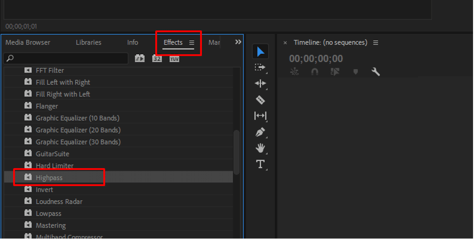 select highpass from filters