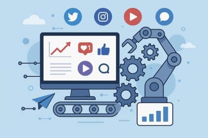 Social media automation dashboard with scheduled posts and analytics for efficient online marketing