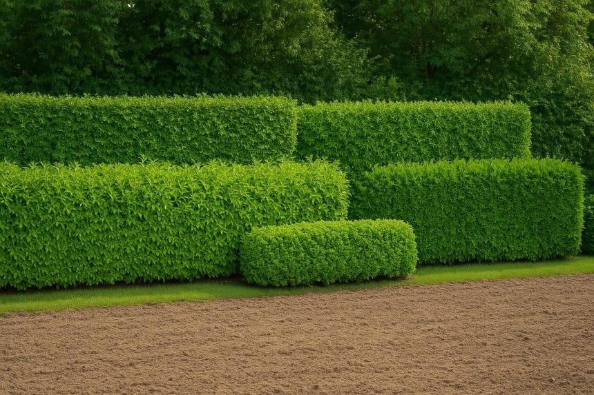 Lush hedge plants lining a vibrant garden, showcasing popular options for garden borders