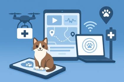 Drone aiding wildlife rescue with GPS tracking technology in modern animal rescue operation