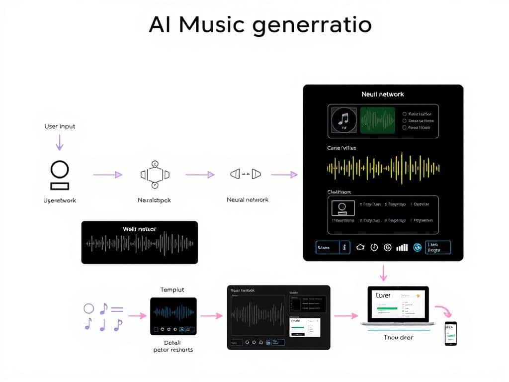 Diagram showing how AI music generation works