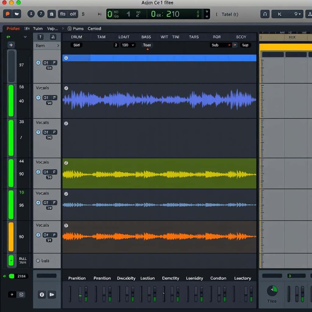 Multi-track editing interface with instrument controls