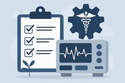 Medical device software interface showing compliance features and regulatory approval standards