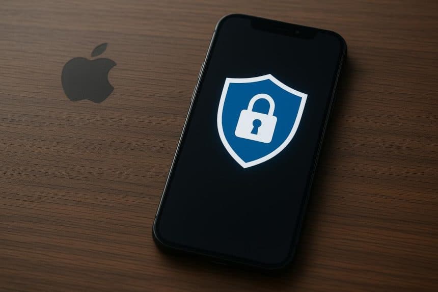 Locked iPhone displaying security icons to represent maximizing iPhone security features