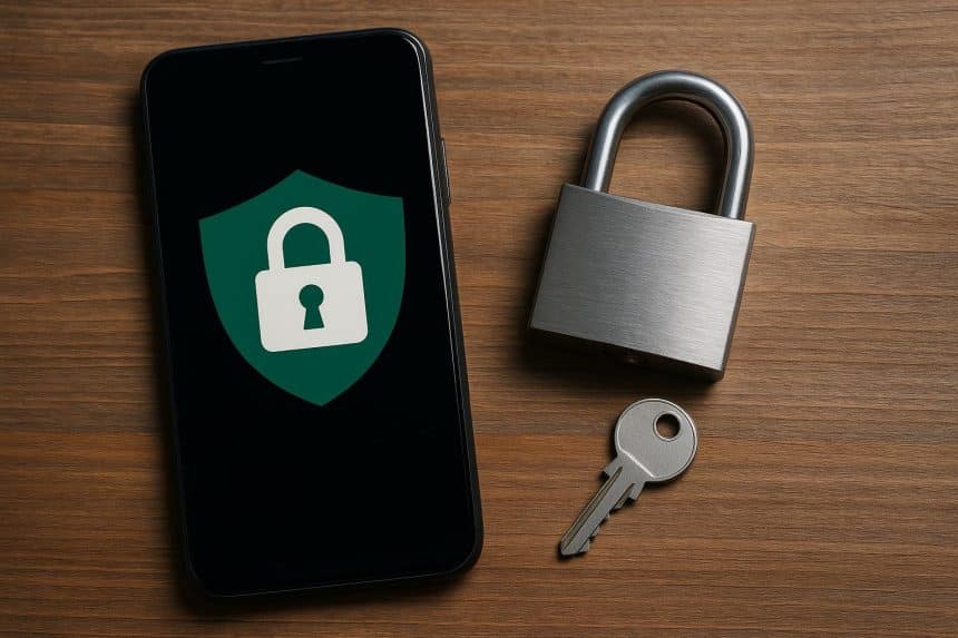 Smartphone with privacy settings icons representing tips to secure new gadget privacy