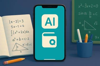 iPhone screen displaying AI-powered math homework solutions with educational app interface
