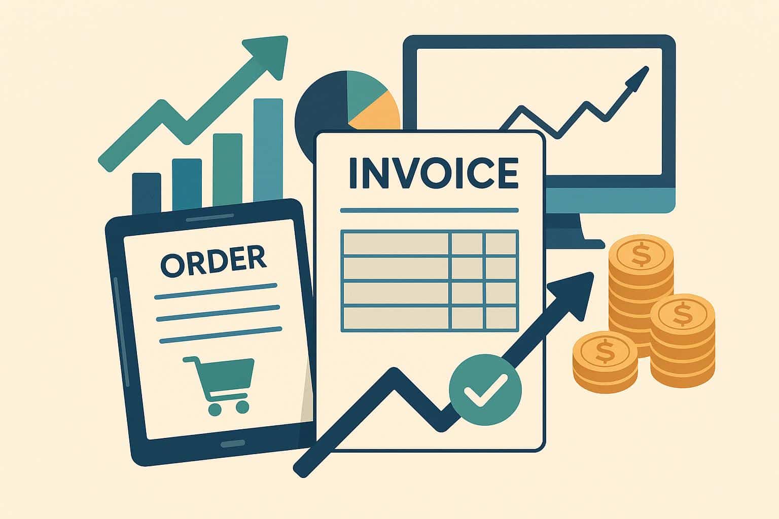Modern dashboard displaying invoice and order processing software for business growth and scalability