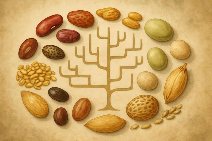 Diverse seeds displayed to highlight advanced seed collection and evaluation practices