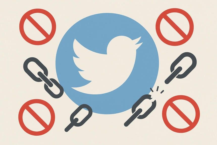 Twitter/X logo with declining follower count icons illustrating social media growth challenges