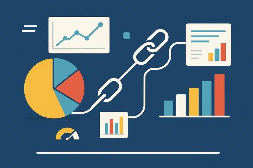 Infographic illustrating data statistics and backlink growth for SEO content strategies