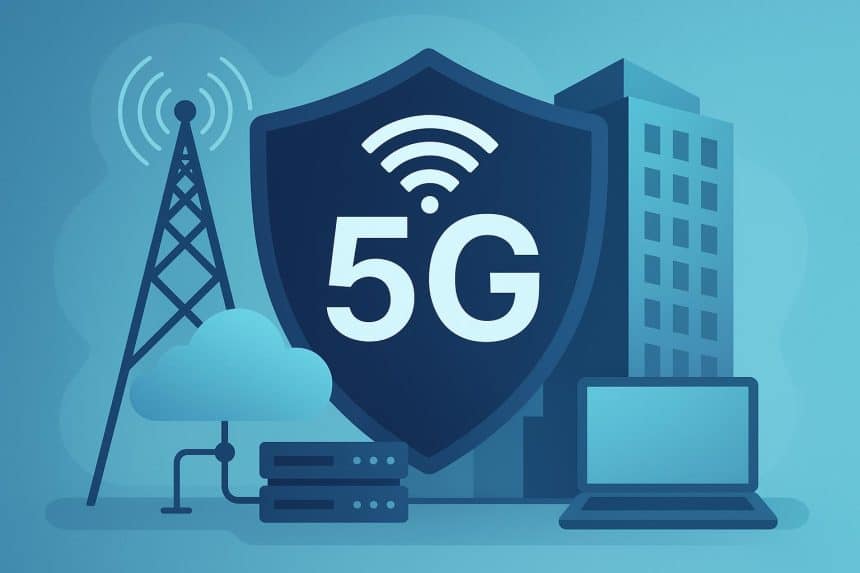 5G network infrastructure with digital connectivity icons representing operator opportunities and challenges