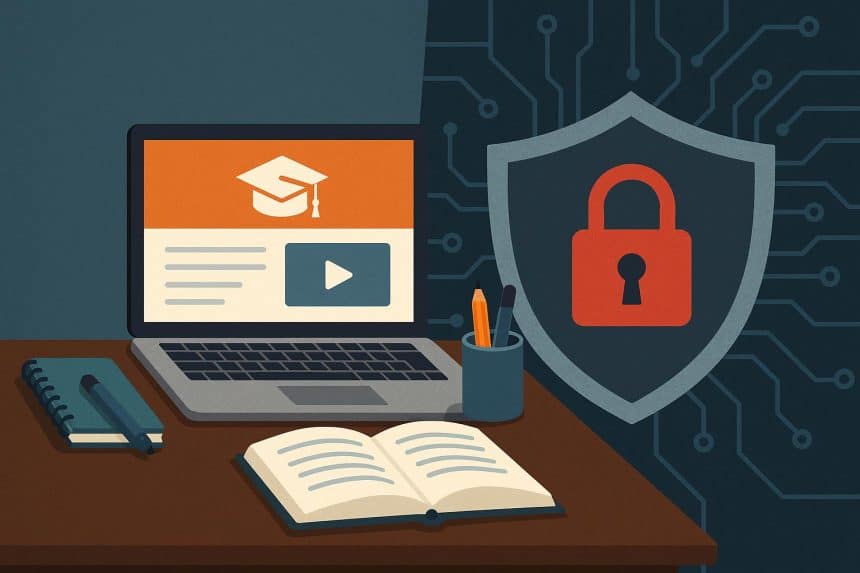 Laptop and digital tools illustrating the benefits and challenges of online learning in education