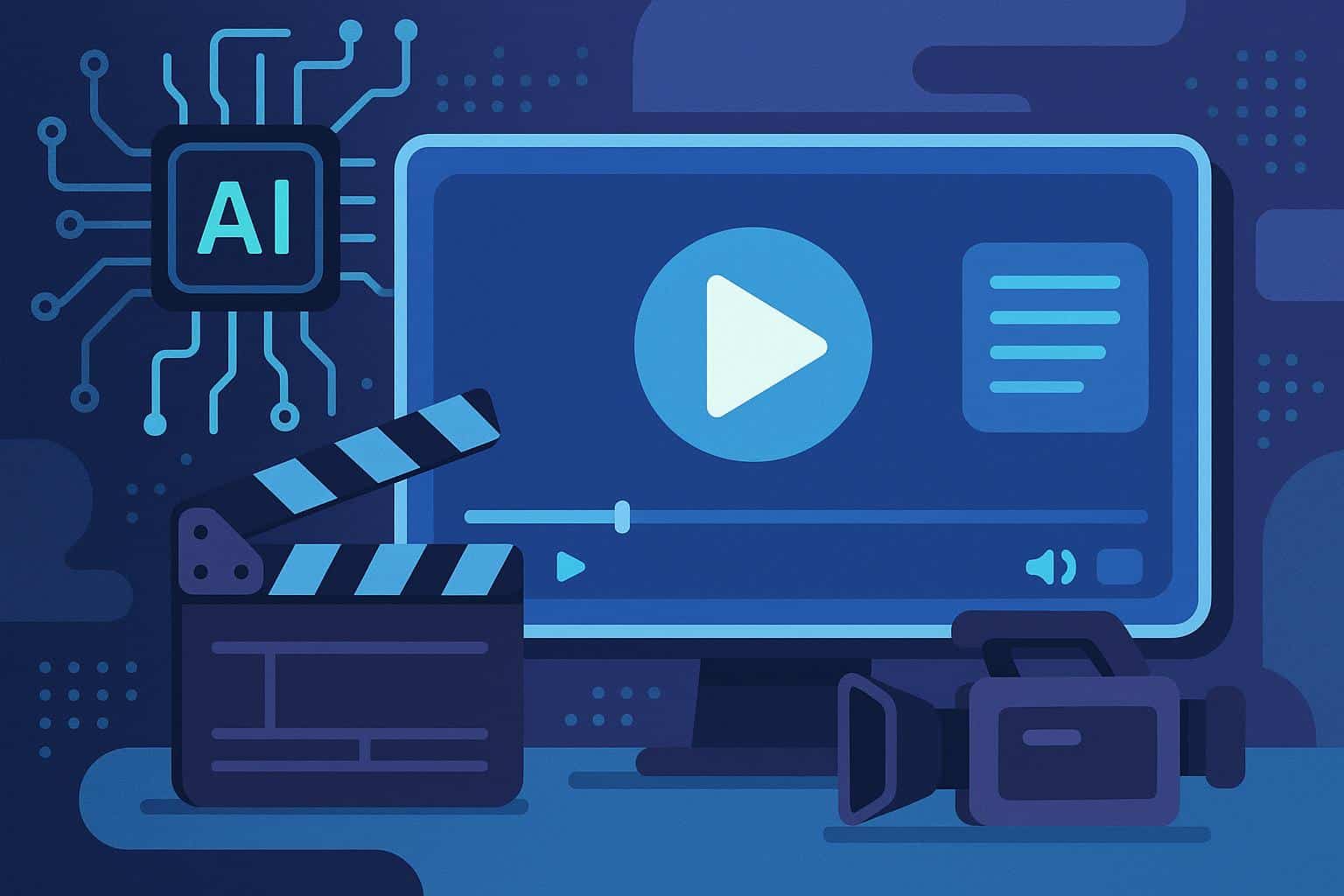 Abstract visual of AI technology transforming video production and digital content creation