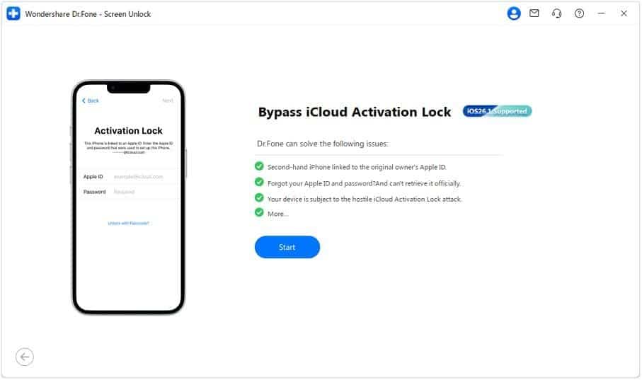 start process of bypassing activation lock
