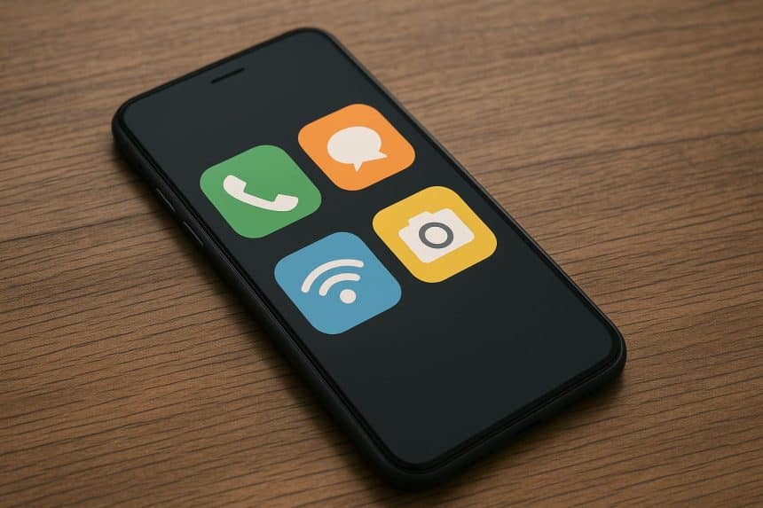 Modern smartphone displaying large icons and accessibility features for senior-friendly usage