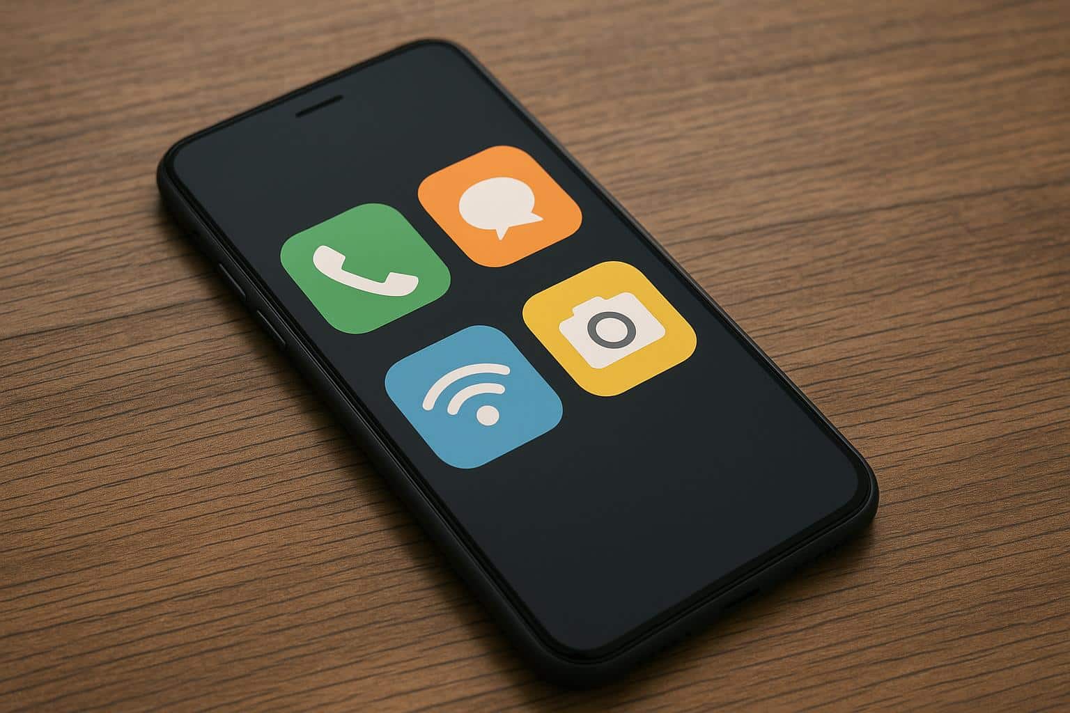 Modern smartphone displaying large icons and accessibility features for senior-friendly usage