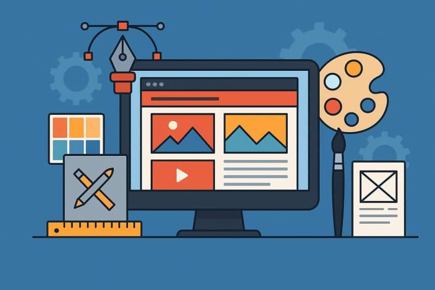 Modern website layouts displayed on multiple devices representing top business design services